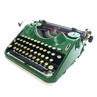 Rare & Early Barr Universal Typewriter Green Portable W/case Antique Vtg