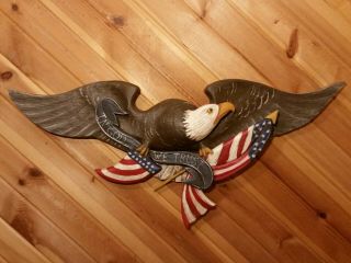 Bald Eagle Wood Carving American Flag Heraldry Duck Decoy Casey Edwards