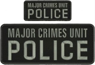 Major Crimes Unit Police Embroidery Patches 4 X 10 " And 2x5 Hook On Back Gray