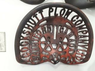 Vintage Cookshutt Plow Company Ltd Tractor Implement Cast Iron Seat