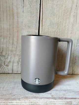 Starbucks Matte Gray Ceramic Coffee Mug Rubber Bottom Black Lid Mermaid Logo