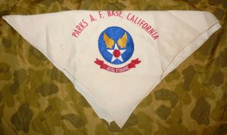 Korean War Us Air Forces Parks Air Force Base (ca) Embroidered White Scarf