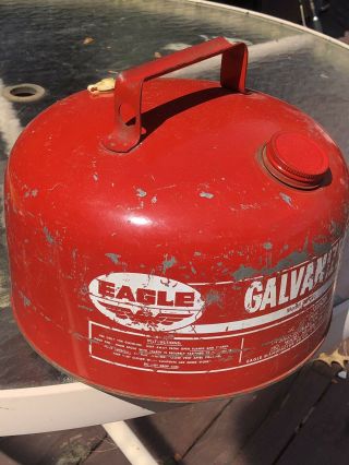 Vintage Eagle Metal 2 1/2 Gallon Gas Can Galvanized Vent