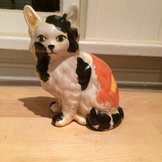 Vintage Retro Ceramic Handpainted Calico Cat Kitten Figurine 1982