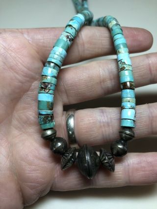 Vintage Barber Dime Bench Beads Graduated Turquoise Necklace Pendant Arizona 2