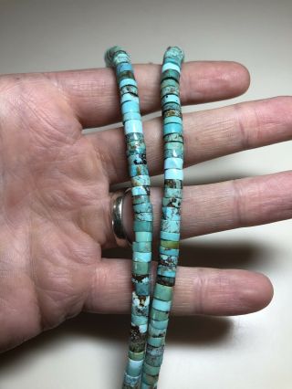 Vintage Barber Dime Bench Beads Graduated Turquoise Necklace Pendant Arizona 3