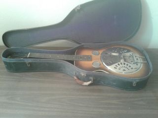 Vintage C 1930s Regal Model 27 Dobro Accustic Guitar Project Or Parts W/case