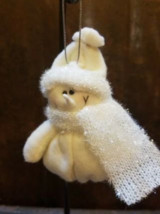 Ganz White Snowman Small Stuffed Toy Christmas Holiday Tree Ornament Euc