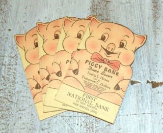 4 Vintage Piggy Bank Dime Saver Books First National Bank Bremen,  Ohio
