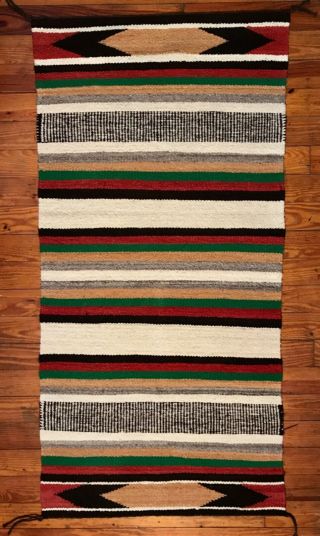 Pristine Vintage Navajo Banded W/ Double Weave Double Saddle Blanket,  Lazy Lines