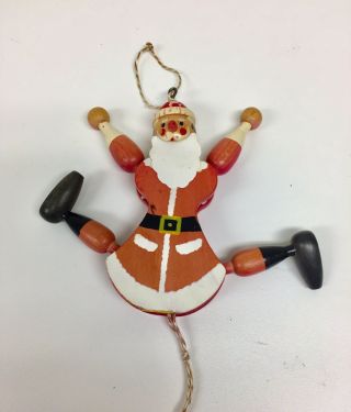 Old Vintage Santa Claus Wood Christmas Tree Ornament Toy Pull String Austria