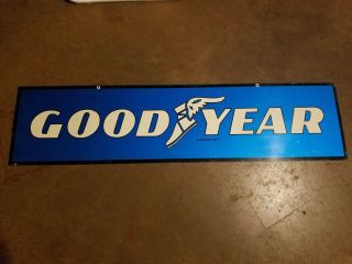 Good Year Tires 2 Sided Metal Sign Oil Gas Station Credit Card Vintage