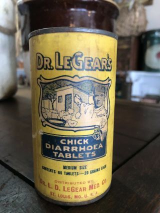 Nos 1930’s Dr.  Legear’s Veterinary Tin Country Store Stock