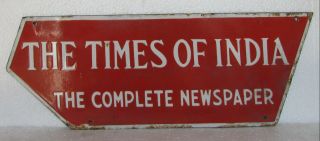 Vintage Old Porcelain Enamel Double Sided Sign The Times Of India Ad.  Sign Board