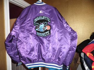 Vintage Charlotte Hornets Throwback Satin Starter Jacket Xl Nba