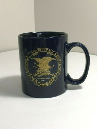 Nra National Rifle Association Coffee Cup Mug Deep Royal Navy Blue & Gold Eagle