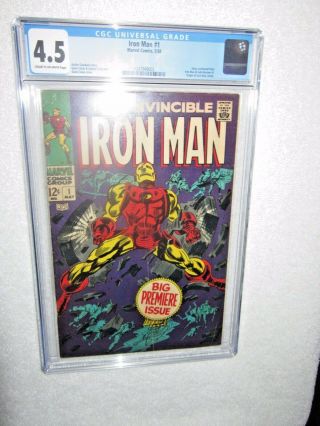 Iron Man 1 Cgc 4.  5 1968 Marvel Cream To Off White Pages Gene Colan Art
