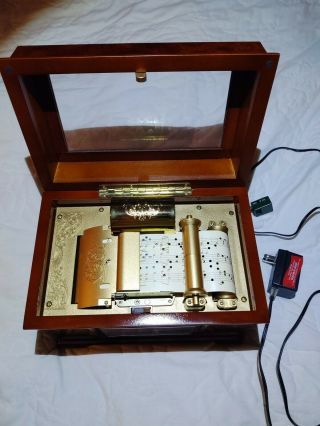 Mr.  Christmas Music In Motion Real Burled Wood Music Box,  Plays 15 Songs Stunning