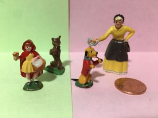 Marx Fairykins Little Red Riding Hood Mother Hubbard Plastic Fairy Tale Figures