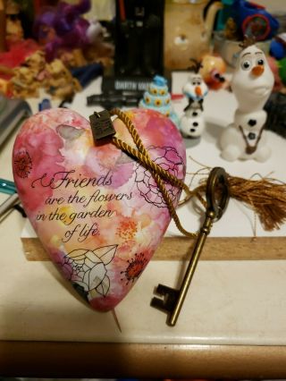 Demdaco Art Heart,  Friends Are The Flowers In The Garden Of Life,  With Key