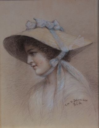 Charlotte Schreiber 1834 - 1922 Canadian Rca Osa Pastel Portrait Signed