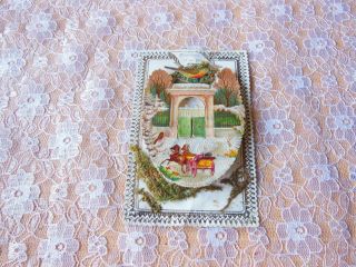 Victorian Christmas Card/festive Scene With Small Opening Doors/3d Effect