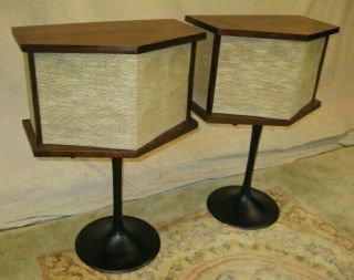 Pair Vintage Bose 901 Series Ii Speakers Black Tulip Stands