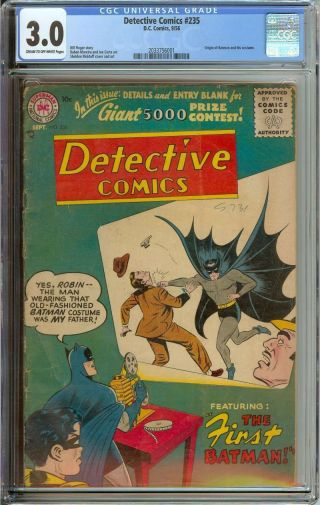 Detective Comics 235 Cgc 3.  0 Cr/ow Pages