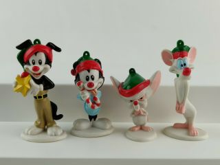Animaniacs 1997 Christmas Ornaments Yakko Wakko Pinky And The Brain Pvc Figures