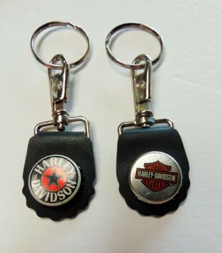 2 - Keychains - Key Ring - Harley Davidson With Beer Cap - Key Fob