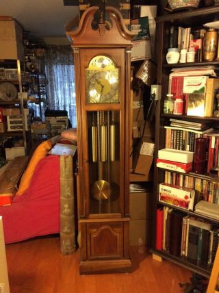 Vintage Pearl Grandfather Clock Tempus Fugit W/ Movement Westminster Chime,