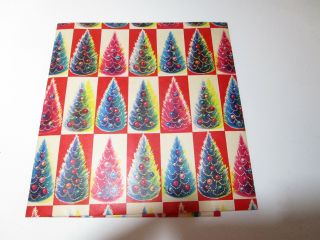 Vintage Christmas Tree Gift Wrap Paper One Sheet Retro Christmas