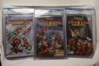 3x Cgc 9.  8 & 9.  6 Chip N Dale Rescue Rangers 1 Cover A & B,  2 Disney