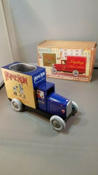 Schylling Homerun Chewing Gum Tin Toy Delivery Truck Pencil Holder 2