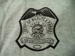 Kansas Game Warden Conservation Officer T - Shirt,  Size Large Defunct Version