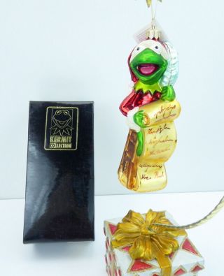 Christopher Radko Kermit The Frog Blown Glass Ornament 97 Mpt 01 Checking Twice