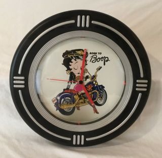 Betty Boop 1994 Collectible Wall Clock Motorcycle " Born To Boop " 14.  5 "