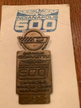 1986 Indy 500 Corvette Pace Car Bronze Pit Pass