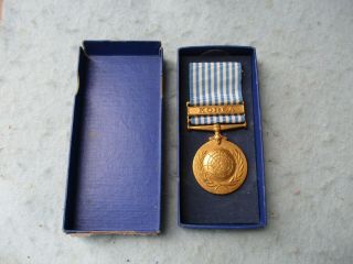 Korean War United Nations Korea Service Medal And Box Us Army Navy Marines Usaf