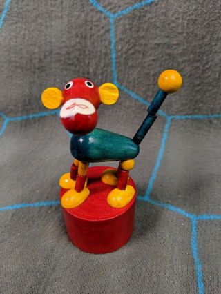 Dog Colorful Wood Push Thumb Puppet