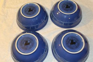 Set Of 4 Longaberger Pottery Woven Traditions Cornflower Blue Cereal Soup Bowls