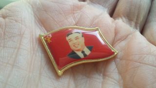 Dprk Korea Extremely Rare Kim Il Sung 김일성 Juche Propaganda Badge Pin 2