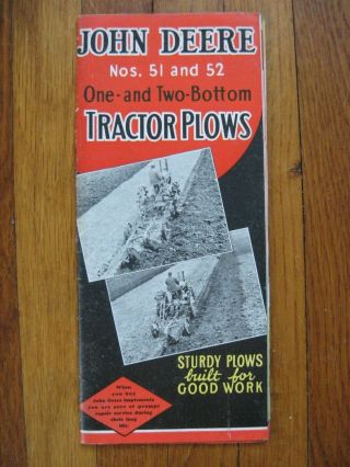 1937 John Deere 51 52 Tractor Plow Brochure