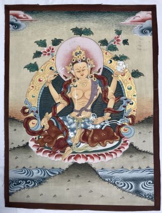 Fine Early 20th Century Tibetan Buddhist Thangka Painting,  Incredible Detail