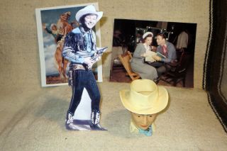 Roy Rogers Misc: Drinking Cup,  2 - 8 X 10 Photos,  And Standee
