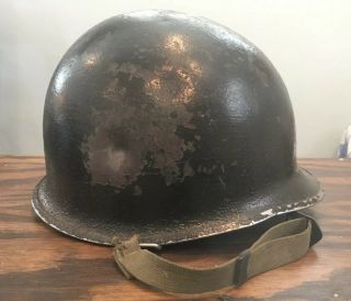 Korean War Era Us Army Paratrooper? Helmet And Micarta Insert Bullet? Dent 1952