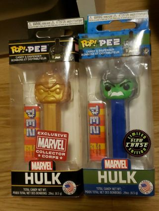 Funko Pop Pez Marvel Hulk Glow In The Dark Chase Golden Collector Corps Ragnaro