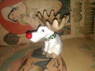 Wonderful Vintage Fitz & Floyd Christmas Rudolph Reindeer (could Hold Tea Light)