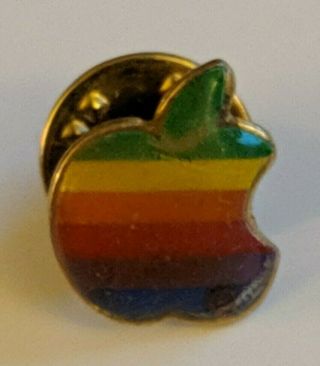 Vintage Apple Macintosh Computer Rainbow Logo Pin Lapel Steve Jobs 80 
