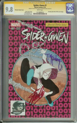 Spider - Gwen 1 Cgc 9.  8 White Phantom Variant / Signed By Stan Lee/todd Mcfarlane